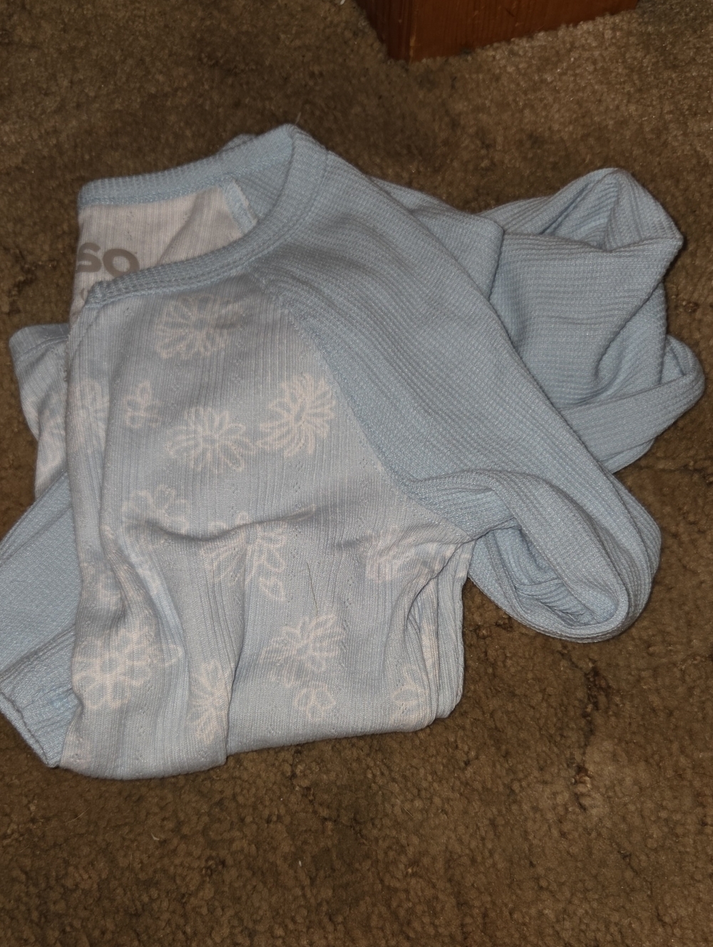 Light Blue Floral Long-Sleeve Kids Top